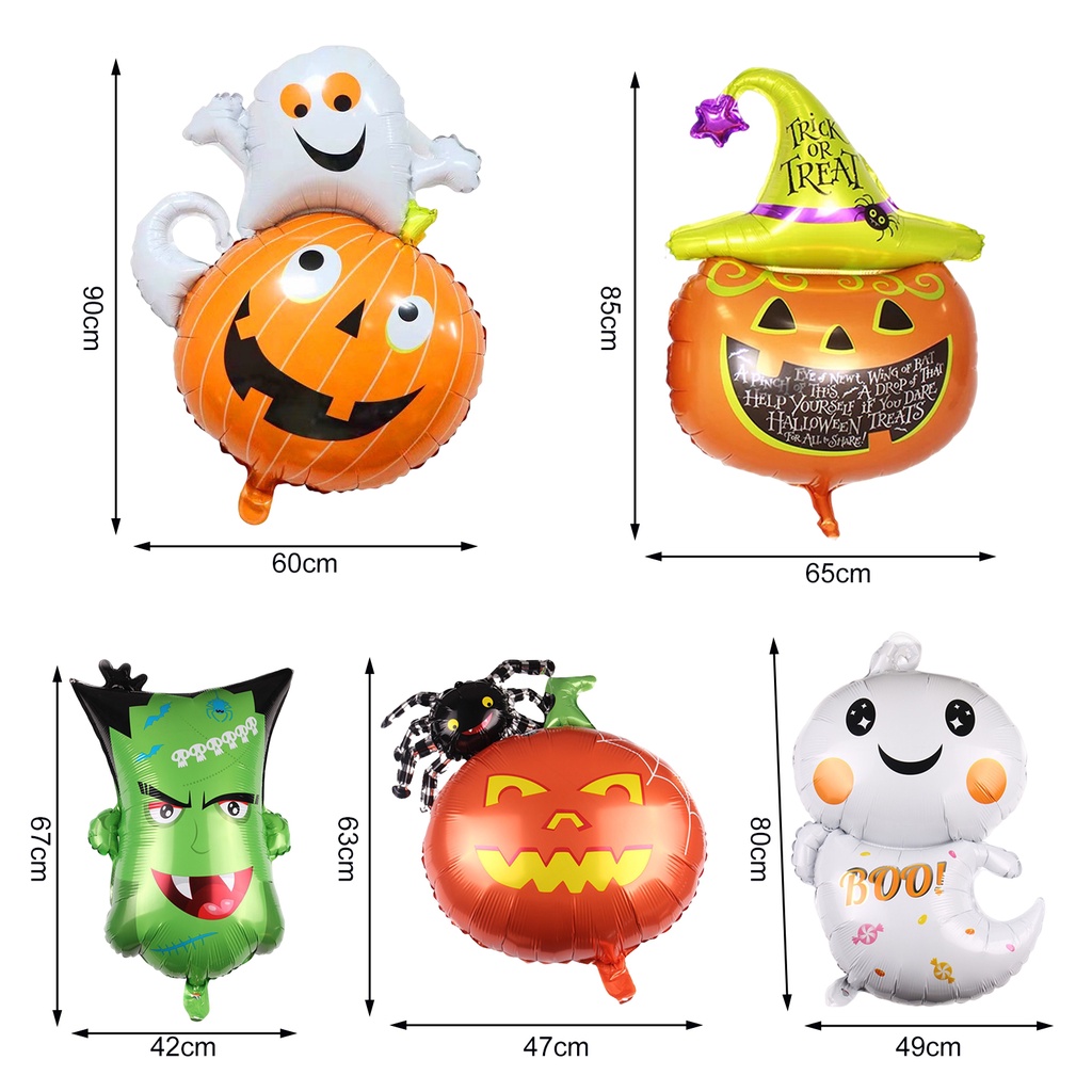 Bong Bóng Nhôm Hình Ma Bí Ngô Nhện Bí Ngô Dày Dặn Chống Rò Rỉ Trang Trí Tiệc Halloween