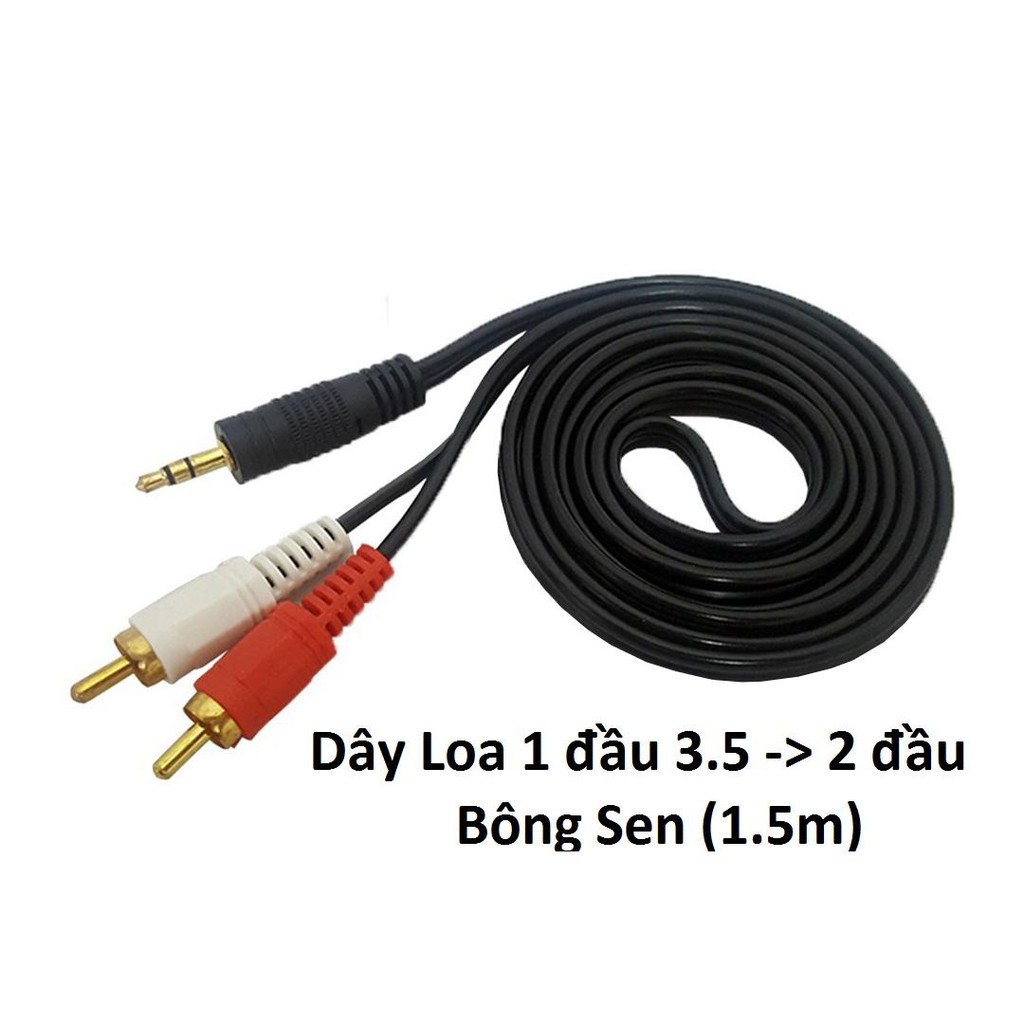 Dây Loa 1 đầu 3.5 ra 2 bông sen dài 1.5m