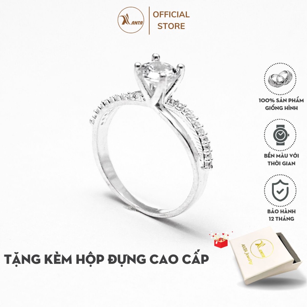 Nhẫn bạc ATJ9034 dành cho nữ đính đá thân chéo ANTA Jewelry