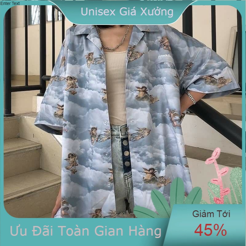 Áo Sơ Mi Tay Ngắn Unisex Cổ Bẻ Phong Cách Hàn Quốc Freesize