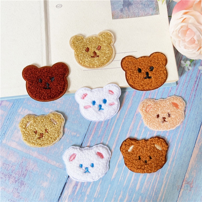 ☸ Sticker Ủi Thêu Hình Đầu Gấu Dễ Thương ☸ 1 Cái Tự May Thêu Trên Sắt Trên Huy Hiệu Miếng Vá