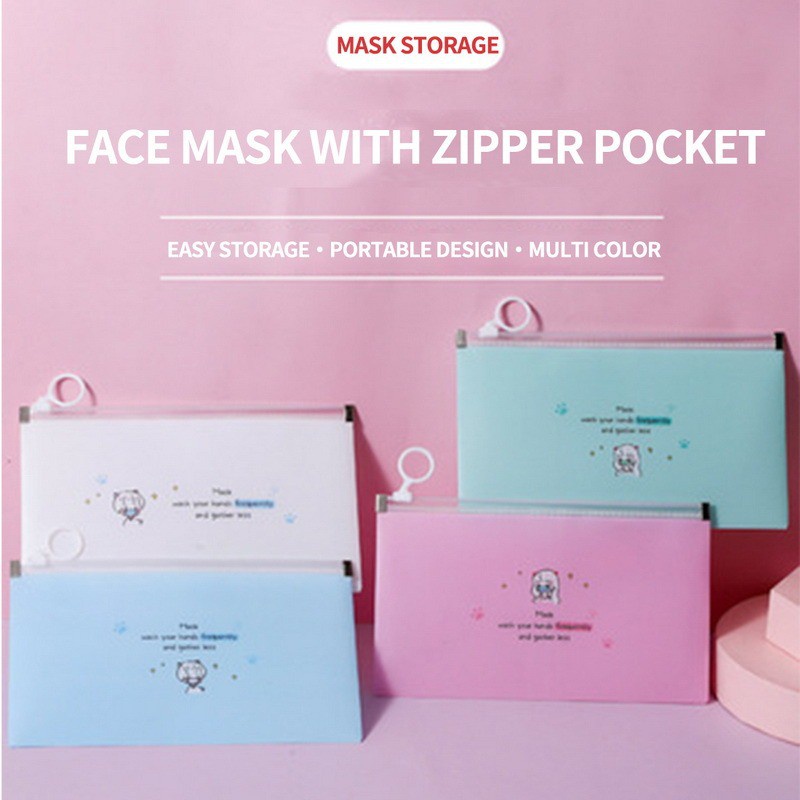 Hộp đựng khẩu trang dùng 1 lần họa tiết hoạt hình chống nước chống bụi tiện lợi