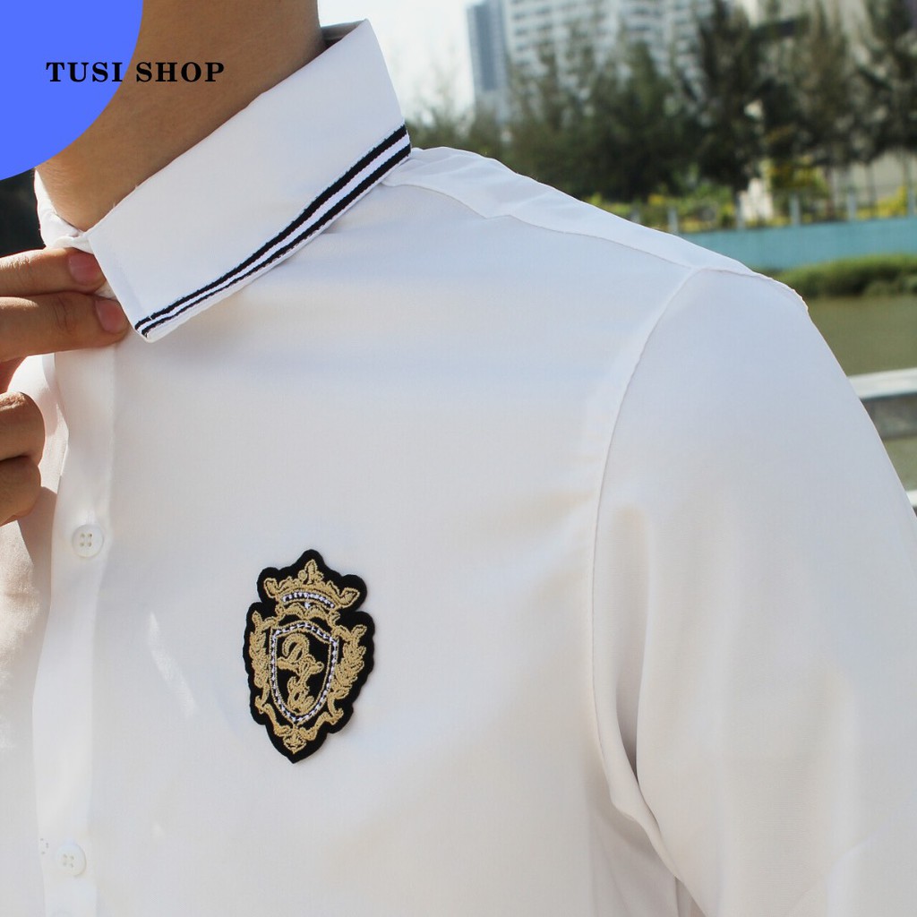 [SIÊU GIẢM GIÁ] Áo sơ mi nam nữ cặp đôi chất liệu kate lụa in LOGO | BigBuy360 - bigbuy360.vn