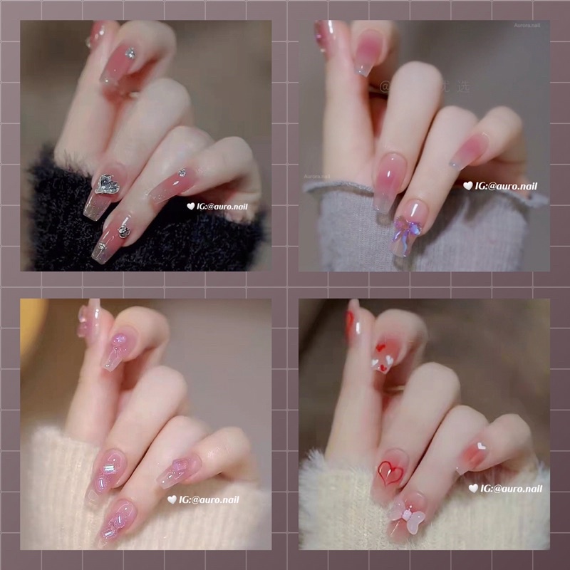 Set nail giả 24 miếng dán móng tay giả nailbox tiện lợi tặng dũa