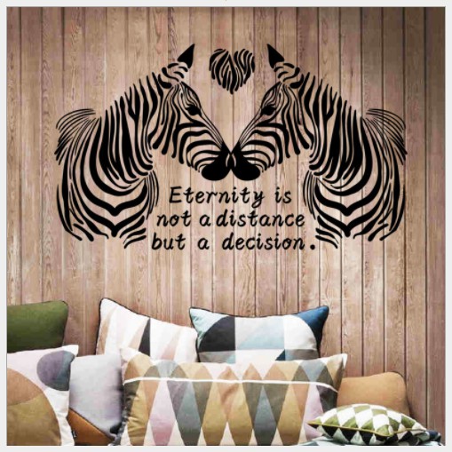 Decal trang trí tường Cặp đôi ngựa vằn đen