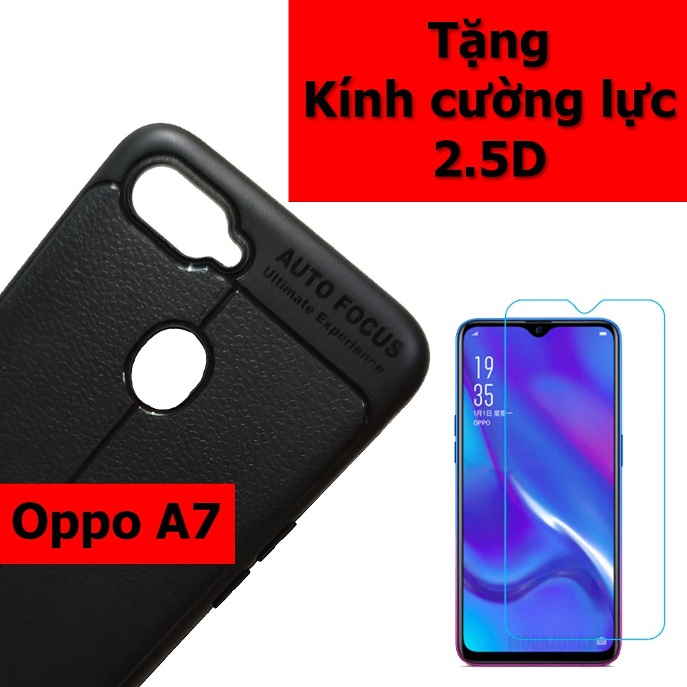 Ốp lưng giả da Oppo A7 tặng kính cường lực