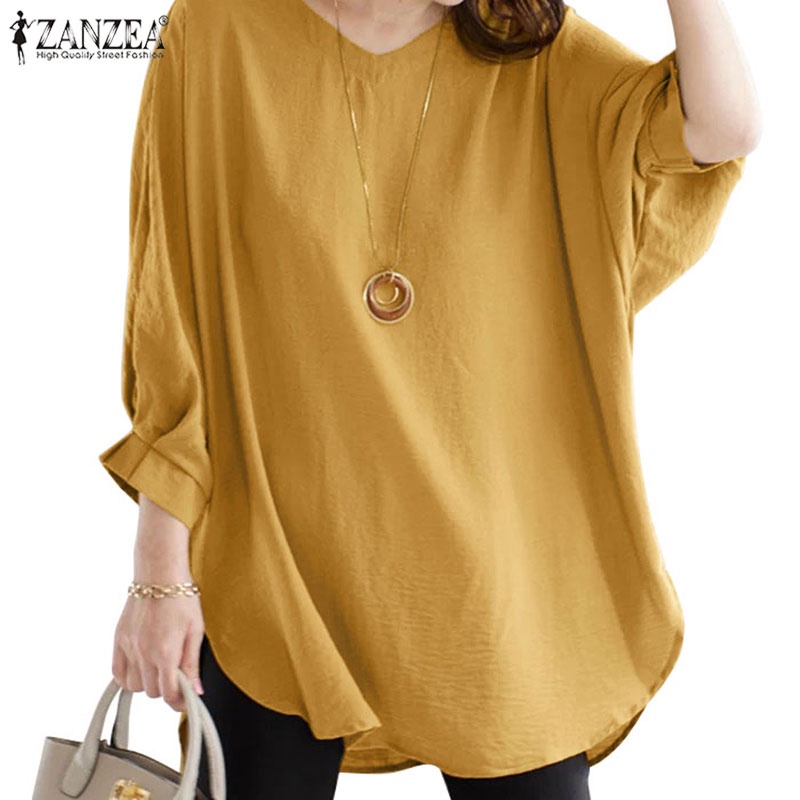 Zanzea Áo Nữ Tay Lửng Cổ Chữ V Thời Trang Thanh Lịch