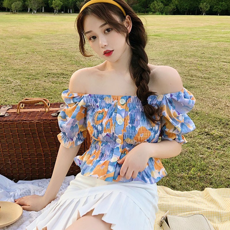 Áo Nữ Tay Ngắn In Hoa Thời Trang Hàn Quốc | BigBuy360 - bigbuy360.vn