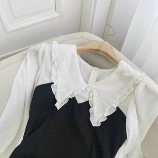 VÁY ĐEN PHỐI CỔ PETER TRẮNG CÔNG SỞ - GD237