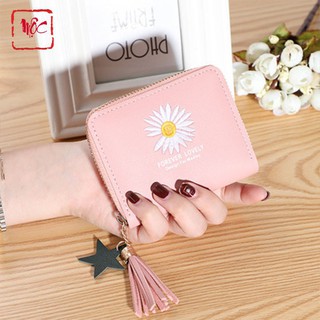 Ví nữ cầm tay, bóp da mini thêu hoa cúc nhiều ngăn nhỏ gọn bỏ túi tiện lợi- VD803