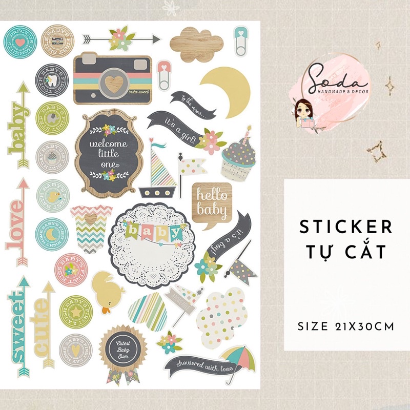 Bộ trang trí Sticker tự cắt chủ đề cho bé