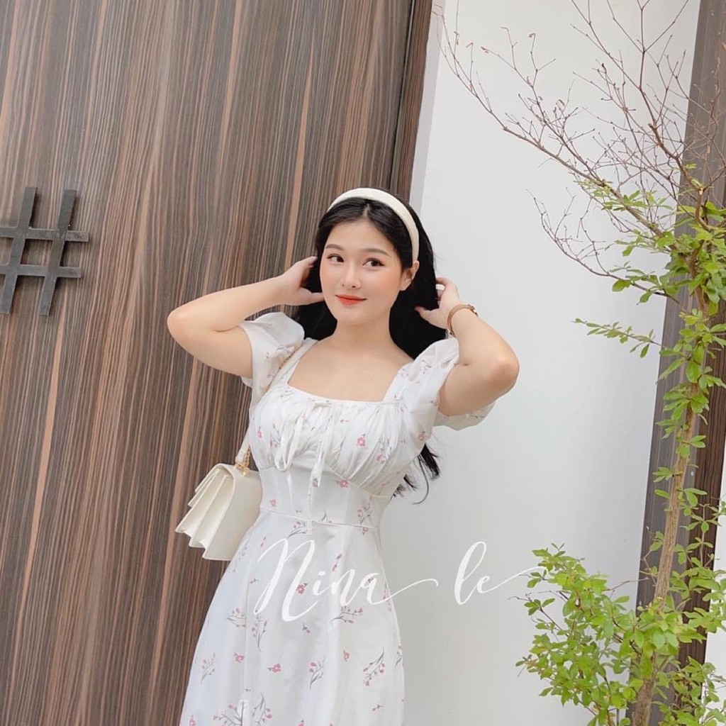 Đầm Maxi Hoa Nhíu Ngực Thắt Nơ Xẻ Đùi (Kèm Video Hình Thật) | BigBuy360 - bigbuy360.vn