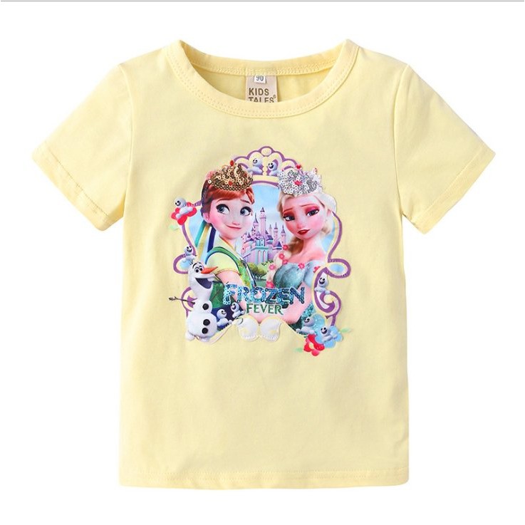 Áo cộc tay PHÁT SÁNG, áo gắn đèn led siêu nhân cho bé trai và công chúa Elsa cho bé gái Kid Tales