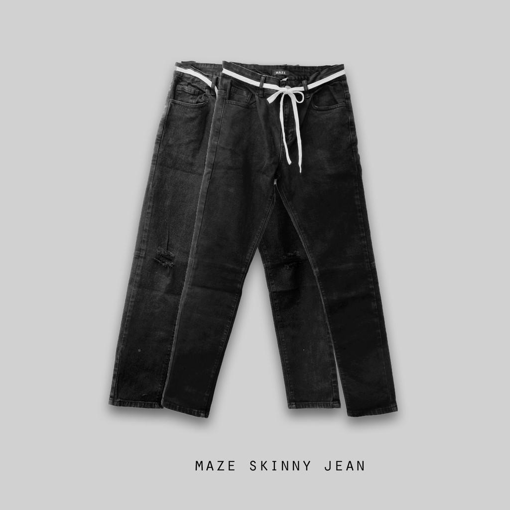 [Mã SRBACK010912 hoàn 20K xu đơn 50K] Maze skinny jean - quần jean đen (trơn/ rách gối) | BigBuy360 - bigbuy360.vn