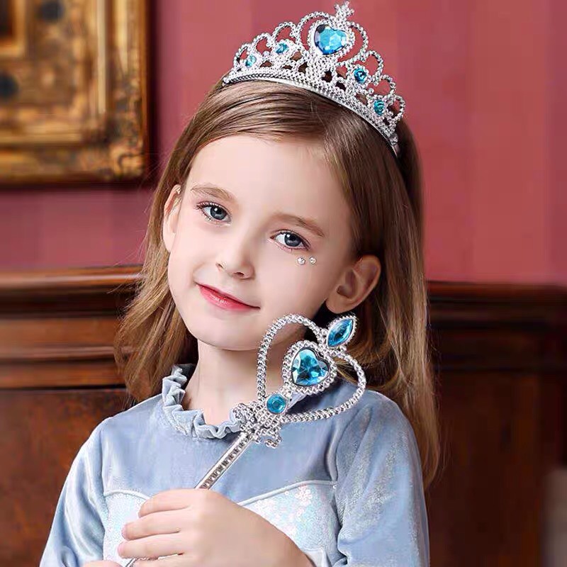 Vương Miện Công Chúa Elsa Anna Kèm Đũa Thần, Tóc Giả Cho Bé Gái