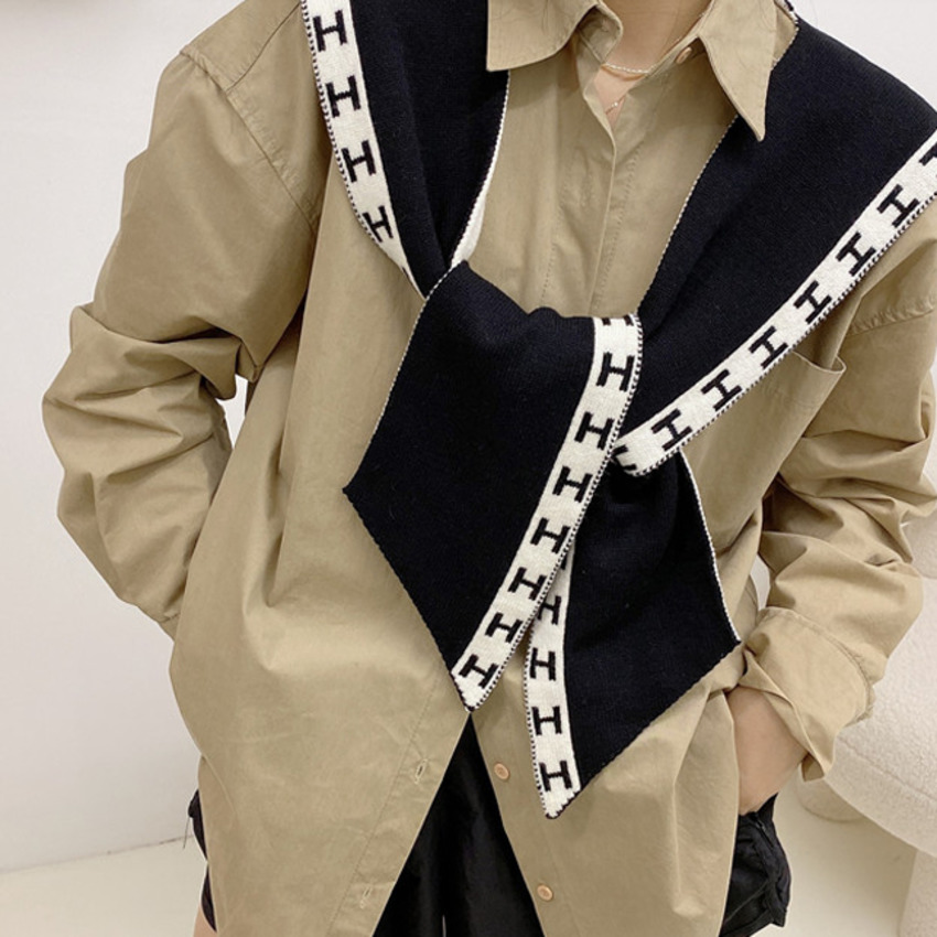 Khăn Choàng Dệt Kim Thắt Nút Phong Cách Retro Hàn Quốc Phù Hợp Cho Mùa Thu Đông