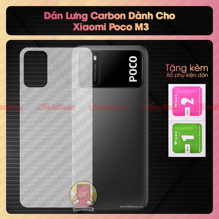 Miếng Dán Lưng Cacbon Xiaomi Poco M3 pocoM3 Không Full Viền Bảo Vệ Mặt Lưng Máy Khỏi Bụi Bẩn Chống Trầy Xước Va Đập