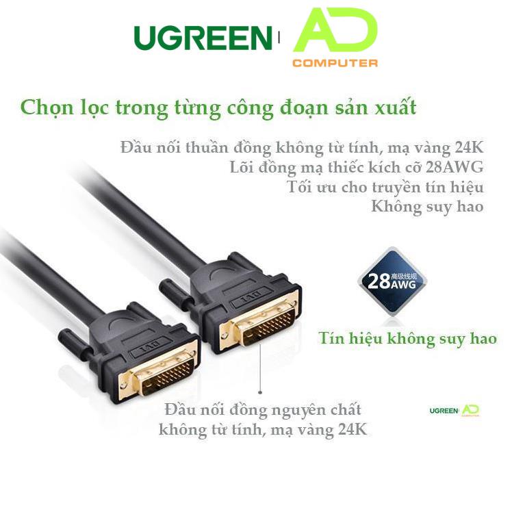 Cáp tín hiệu DVI-D (24+1) 2 đầu đực, độ dài từ 1.5-15m UGREEN DV101 - Hàng phân phối chính hãng - Bảo hành 18 tháng