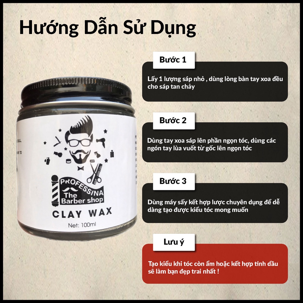 Sáp vuốt tóc Clay Wax nam thơm giữ nếp Rapuchel Store NB01