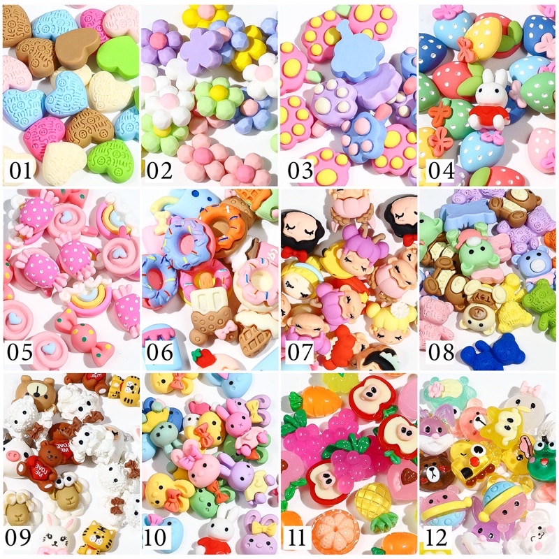 Charm hoạt hình nhựa đính móng, charm nail