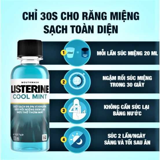 Nước súc miệng làm trắng răng LISTERINE HEALTHY BRIGHT 750ml 250ml 100ml