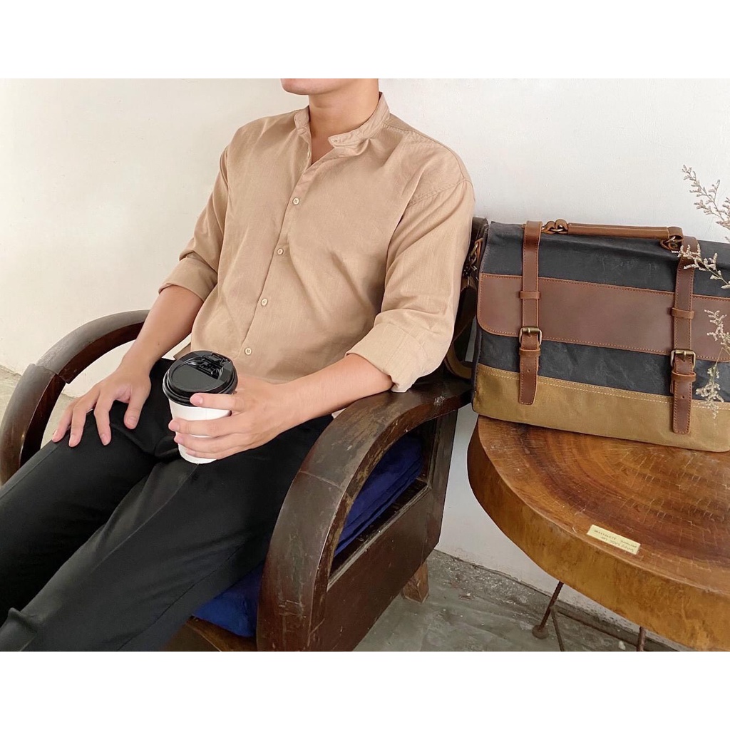 Túi Đeo Canvas Da Bò Chống Nước Chéo Túi Xách Công Sở Classic T02 - DU MỤC STORE