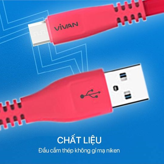 Dây cáp sạc Micro usb, sạc nhanh Samsung chính hãng Oppo Xiaomi cho android VIVAN CSM100S Nhựa PVC Dẹt 1m BenZ Store