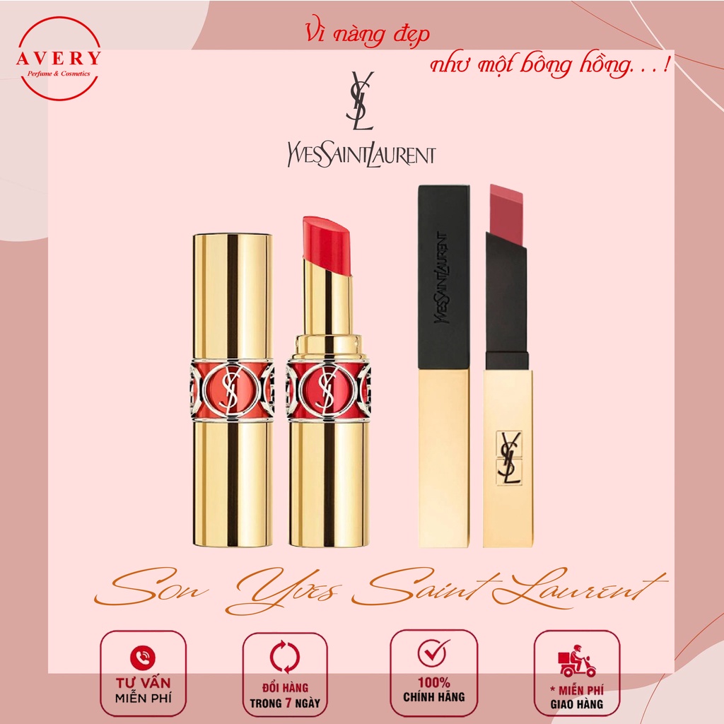 Son YSL Rouge Volupte Shine_Son YSL Dưỡng Có Màu, Son YSL Rouge Pur Couture The Slim, Hàng Chính Hãng