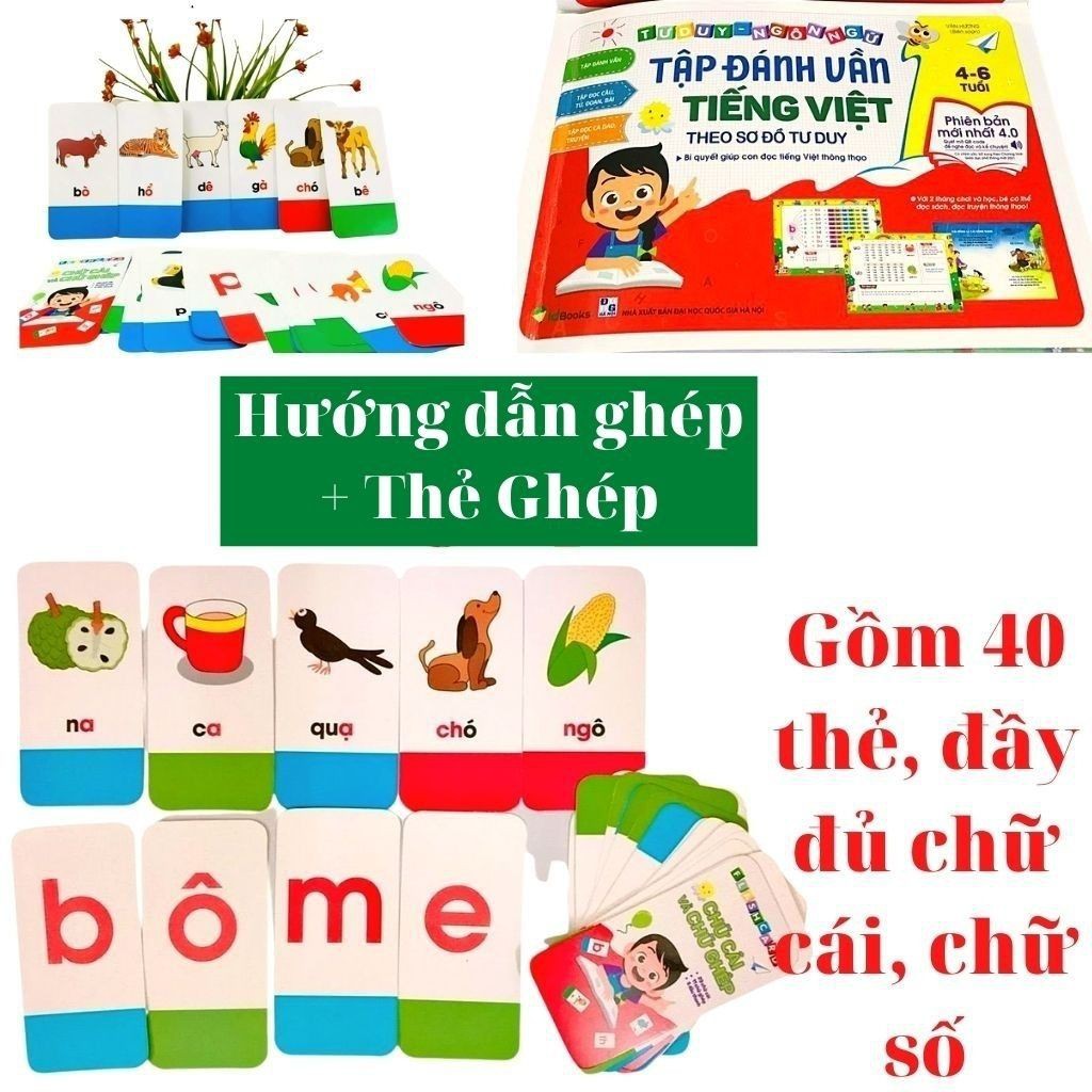 Tập Đánh Vần Tiếng Việt-Tư Duy Ngôn Ngữ-BÍ Quyết Giúp Con Học ghép vần, ghép chữ(Phiên bản 4.0)- ALOKIDS TB