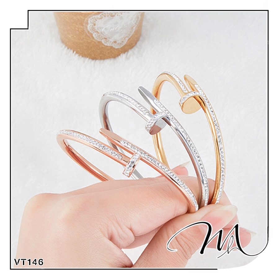 Vòng tay nam nữ Titan hình cây đinh đính đá trắng cá tính - Măng’s House VT146