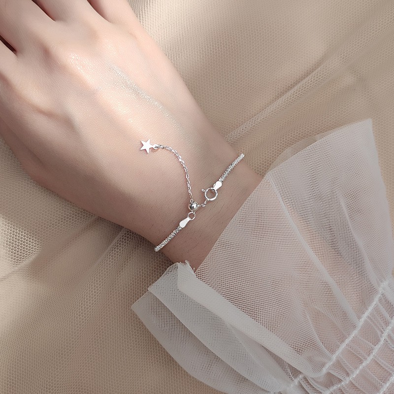 Vòng tay bạc nữ s925 kiểu chuỗi Gypsophila thả ngôi sao S3878 - AROCH Jewelry