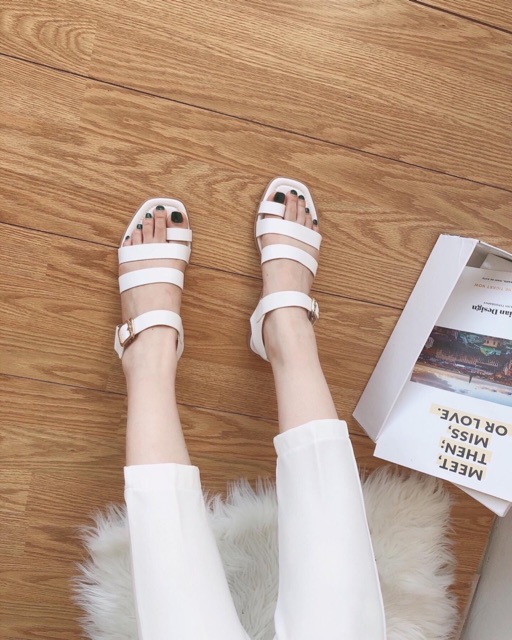 Sandal xỏ ngón dây ngang đế mềm, quai chun hậu