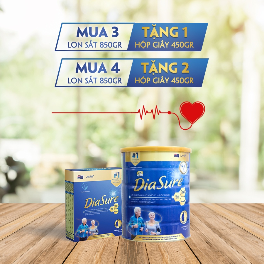 Sữa non DiaSure New chính hãng hộp giấy 450g  - Cung cấp dinh dưỡng toàn diện cho người bị tiểu đường