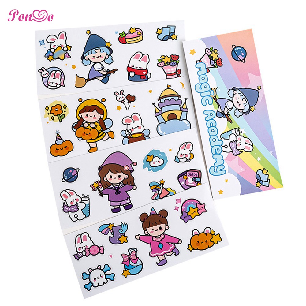 Set 4 Miếng Dán Trang Trí Bình Sữa Họa Tiết Hoạt Hình Đáng Yêu