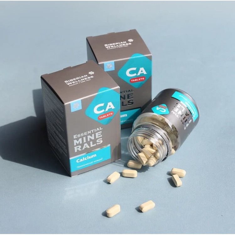 Viên uống bổ sung Canxi Essential Minerals Calcium hỗ trợ phục hồi xương khớp Siberian Wellness Siberi Nga 60v | Thế Giới Skin Care