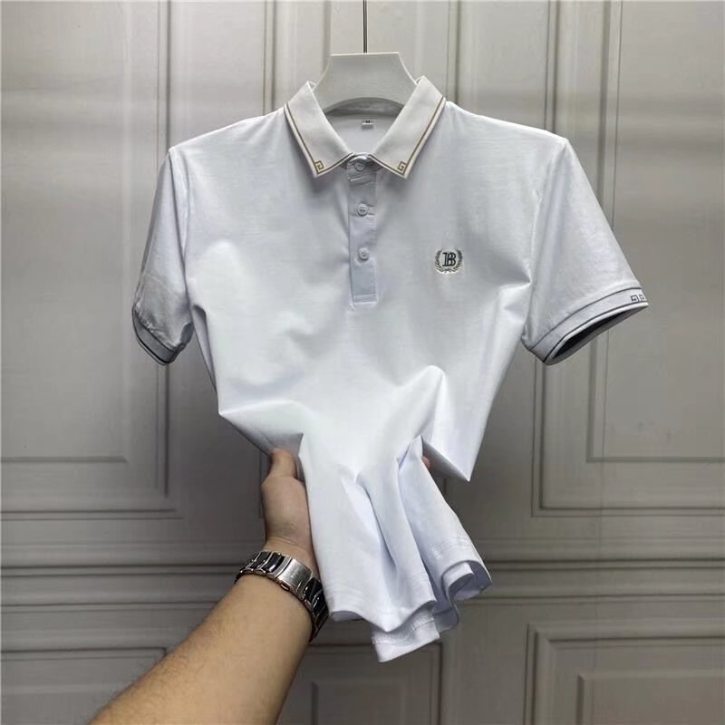 Áo polo Tay Ngắn Dáng Ôm Màu Trắng Phong Cách Hàn Quốc Thời Trang Mùa Hè Mới Cho Nam