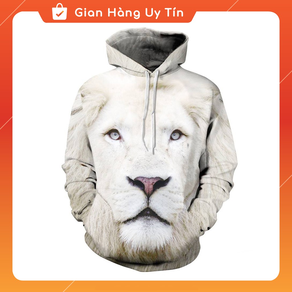 Áo Sư tử trắng 3D Siêu chất. hoodie, Áo có mũ kèm ảnh thật - new arrival