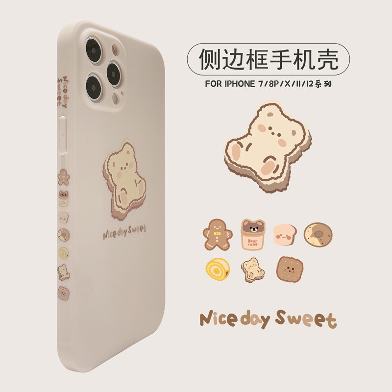 Ốp lưng iphone vuông cạnh hình tosat bear Mix Case