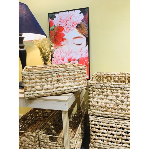 Sọt giỏ lục bình đan hoa thị   trang trí nhà cửa và đựng các loại vật dụng, hộp đựng quần áo, giỏ cói decor