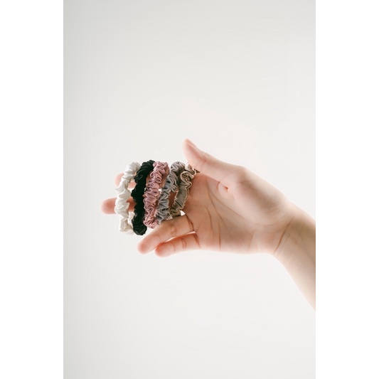 Set Dây Buộc Tóc Lụa Tơ Tằm nhỏ- mulberry silk-  30 momme - 6A Grade