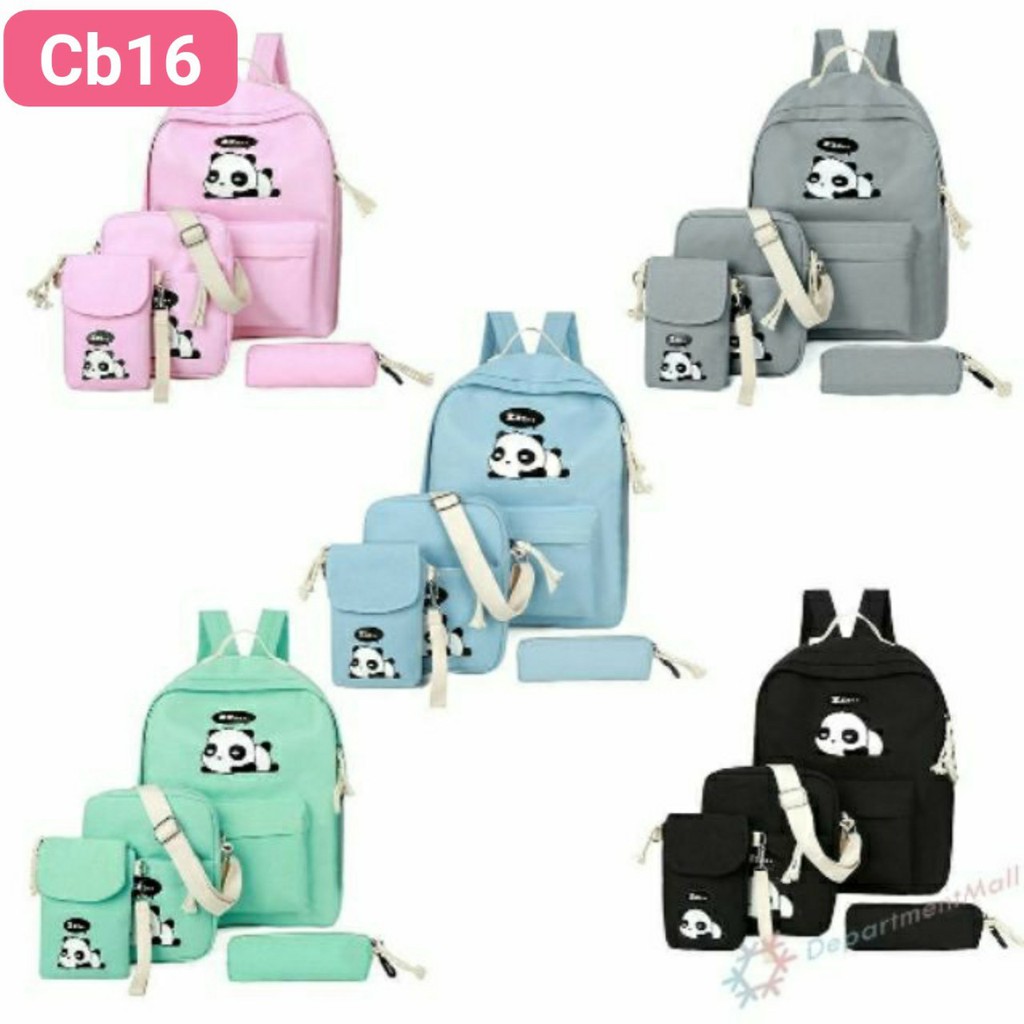 Set balo, túi 4 món - GẤU TRÚC CB16 DỄ THƯƠNG