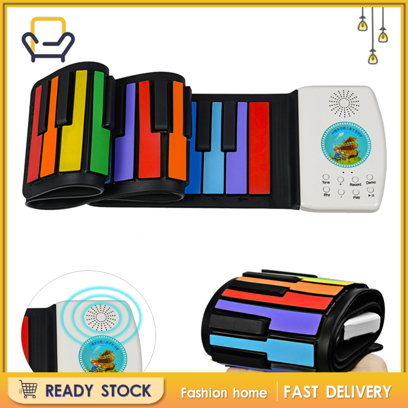 【Fashion home】Roll Up Piano Electric Digital Roll Up Keyboard Piano Gifts