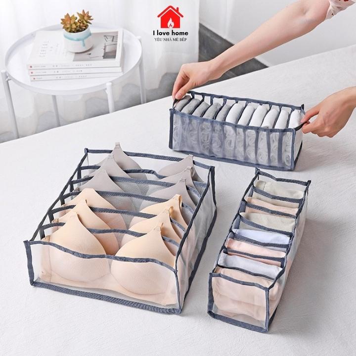 Khay, túi hộp đựng đồ lót, tất, vớ chia ngăn để tủ quần áo, ngăn kéo gọn gàng, tiện lợi