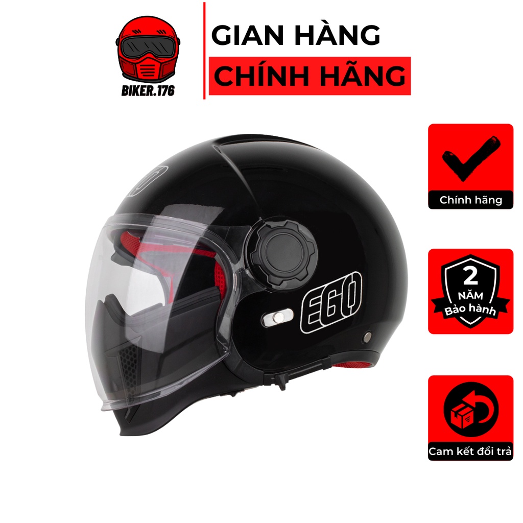 Mũ bảo hiểm 3/4 2 kính EGO E5 - Có thể tùy biến nhiều kiểu nón khác nhau - BIKER.176 - Mũ bảo hiểm chính hãng Vũng Tàu