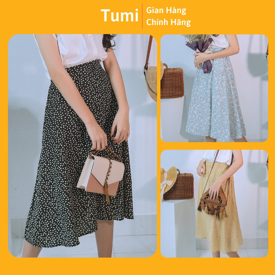 Chân váy dài vintage hoa nhí chân váy đẹp lụa hàn hai lớp 40-80kg | BigBuy360 - bigbuy360.vn