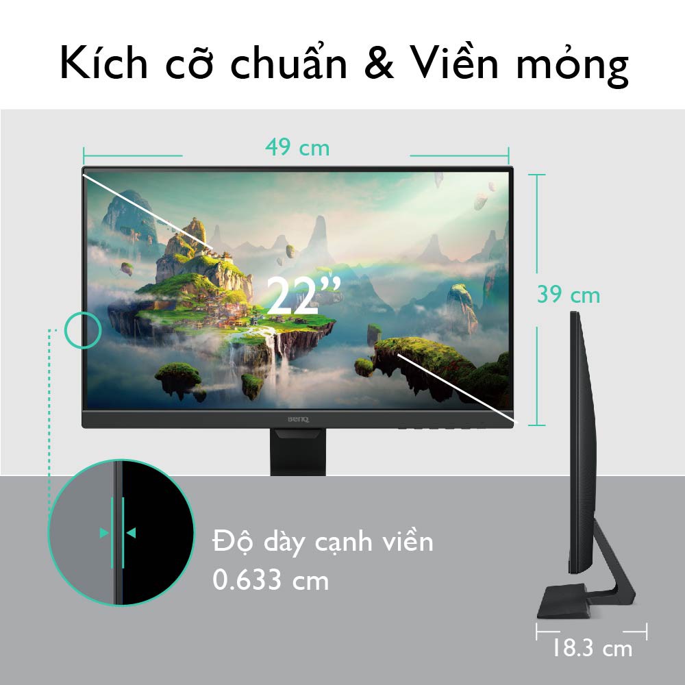 Màn hình máy tính BenQ GW2283 22 inch Full HD 1920x1080 IPS 5ms 60Hz IPS loa 1Wx2 tích hợp công nghệ bảo vệ mắt