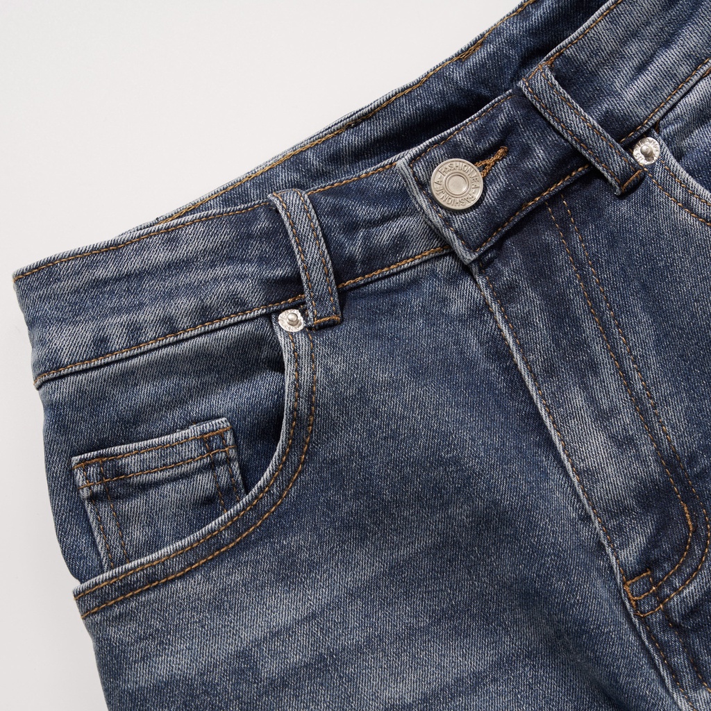 Quần Jean Nam Xanh Cào ATINO Chất Liệu Jean Pha Spandex Form Slim-Fit QJ1.1021