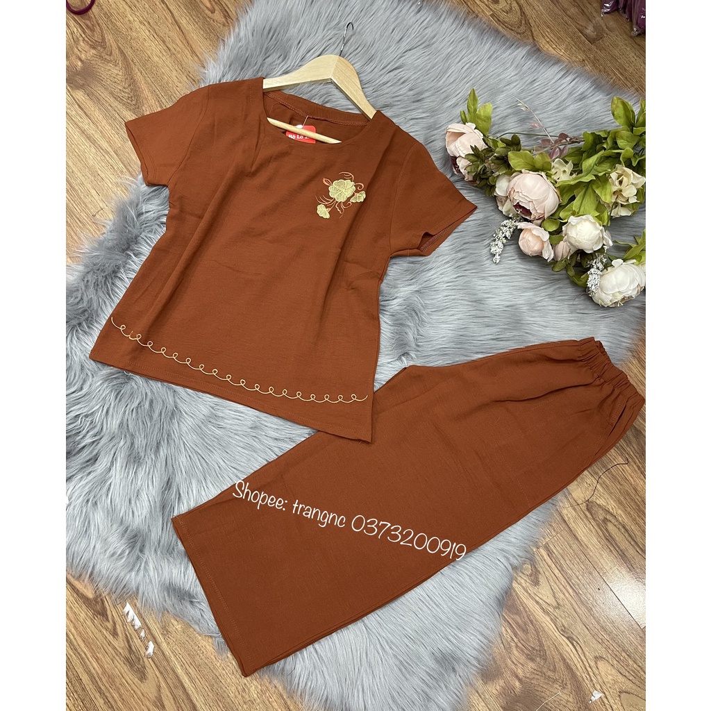 Đồ bộ trung niên đũi bigsize quần ống suông rộng lửng mặc nhà làm quà tặng mẹ tặng bà sinh nhât, 8/3