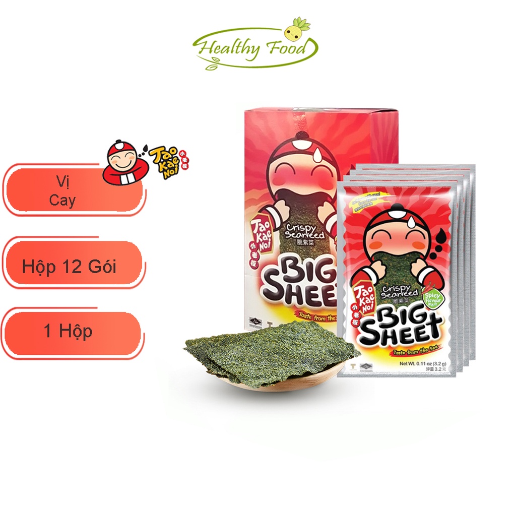 Thùng Snack Rong Biển Tao Kae Noi Big Sheet - 10 hộp - 12 gói/Hộp