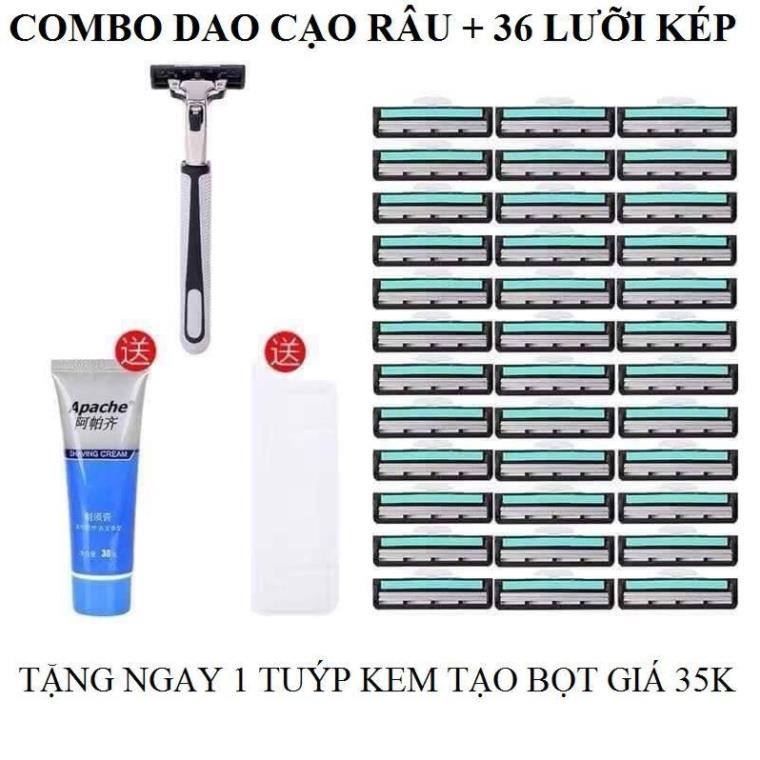 Dao cạo râu 2 lưỡi thế hệ mới KÈM 36 đầu thay tiện lợi